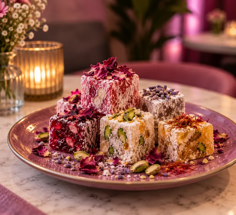 Turkish Delight mit essbaren Blüten